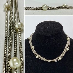 YURMAN IINSPIRED 5 Rows Silver Box Chains w Pearls